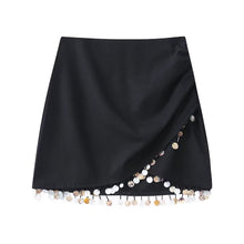 Casual Linen Skirt with Side Pleats and Irregular Hem