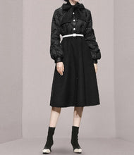 High Quality Elegant Bowknot Thick Stitching Wool Long Trench Coat Jacket