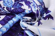 High quality blue and white porcelain print sleeveless flared dresses