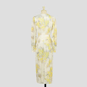 High Quality Print Elegant Long Sleeves Sheath Dress