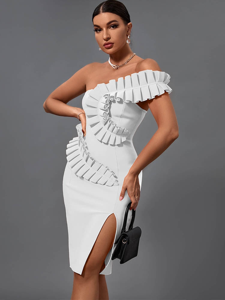 ruffle bandage bodycon dress Sizzling Tonight Ruffle Ruched Bodycon Dress | Bodycon Maxi Dress | Ruched Cocktail Mermaid Dress