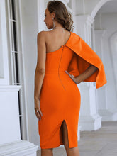 Sexy Elegant One Shoulder Ruffles Bodycon Bodycon Orange Dress