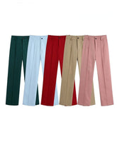 Pants With Darts  Wear Straight Pants Vintage High Waist Zipper Fly Female Trousers