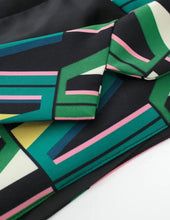Sleeveless Geometric Print Side Slit Ribbon Vest and Pants Set