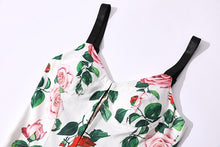 Sleeveless Floral Print Backless V Neck Knee Length Dress