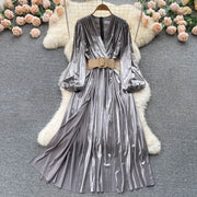 High Quality Various Colors Sexy Elegant Lantern Sleeve Long Dresses