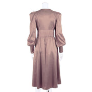 V Neck Long Sleeves Flared Maxi Dress