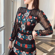 High Quality Long Sleeve Embroidery Elegant Lace Dresses