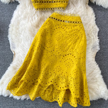 Embroidery Two Piece Set Sexy Backless Tube Top + High Waist Irregular Bodycon Skirt High Quality