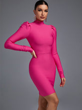 Long Sleeve Sexy Elegant Pink Bodycon Bandage Dress