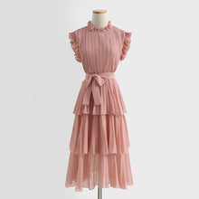 High Quality Multi Color Sleeveless Pleated Ruffle Maxi Dress