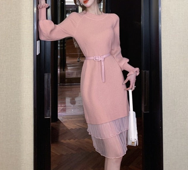 High Quality Various Colors O Neck Long Sleeve Elegant Dress