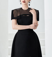 High Quality Elegant Midi Black Dress