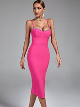 Sexy elegant pink bodycon midi bandage dress