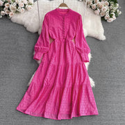 Vintage Elegant Embroidered Hollow Out Midi Dress In Various Colors High Quality