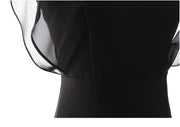 High Quality Asymmetric Round Neck Tight Black Dress