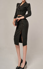 High quality long sleeve top + knee length skirt 2 pieces set