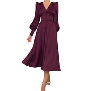 High Quality Deep V Neck Long Sleeve Dress