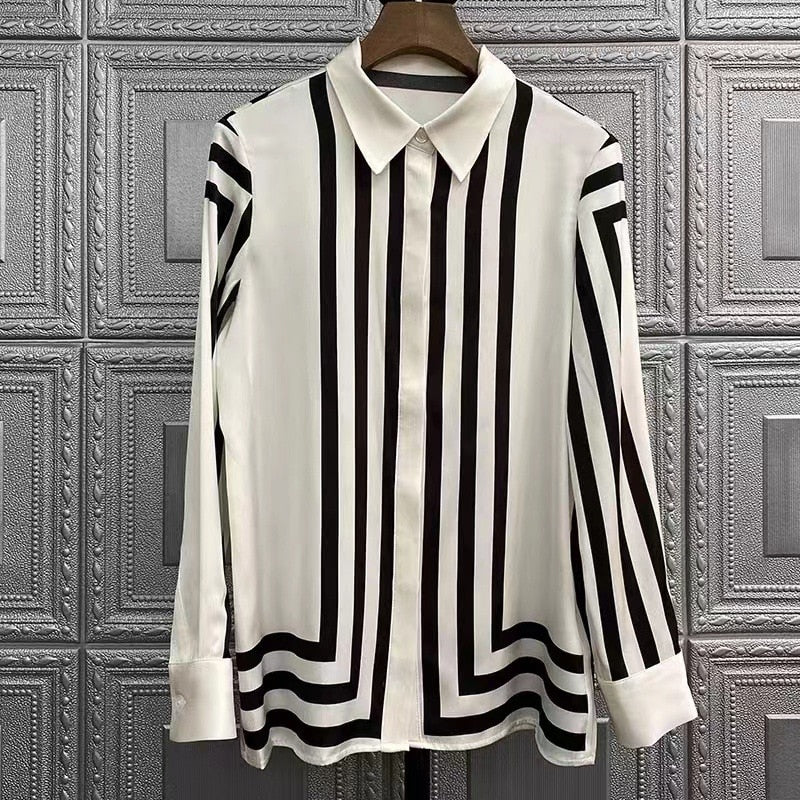 High Quality Striped Print Long Sleeve Shirts