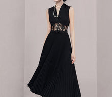 Pleated Lace Splicing Elegant Long Dress