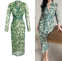 High Quality Long Sleeve Floral Vintage Print Elegant Dress