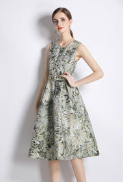 High Quality Sleeveless Knee Length Floral Cocktail Dress