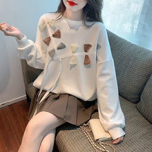 Elegant Autumn Tops Women&#39;s Long Sleeve Sweatshirt Bow Vintage Work Casual Korean O-Neck Design Loose T-Shirts