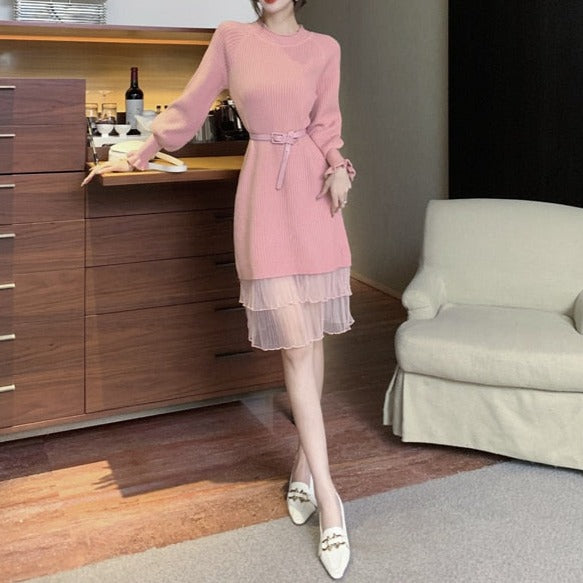 High Quality Various Colors O Neck Long Sleeve Elegant Dress