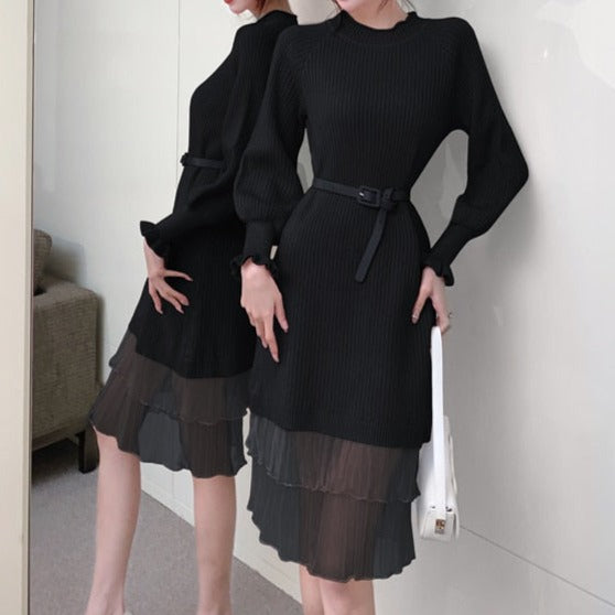 High Quality Various Colors O Neck Long Sleeve Elegant Dress