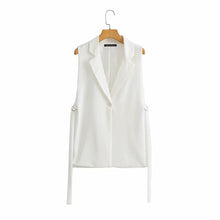 Sleeveless Solid Side Slit One Button Vest