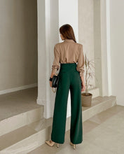 High Quality 2 Pieces Suits Elegant Long Sleeve Shirts + High Waist Pants