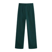 Pants With Darts  Wear Straight Pants Vintage High Waist Zipper Fly Female Trousers