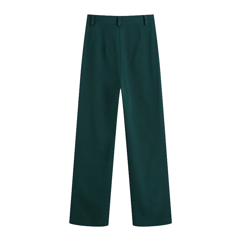 Pants With Darts  Wear Straight Pants Vintage High Waist Zipper Fly Female Trousers