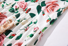 Sleeveless Floral Print Backless V Neck Knee Length Dress
