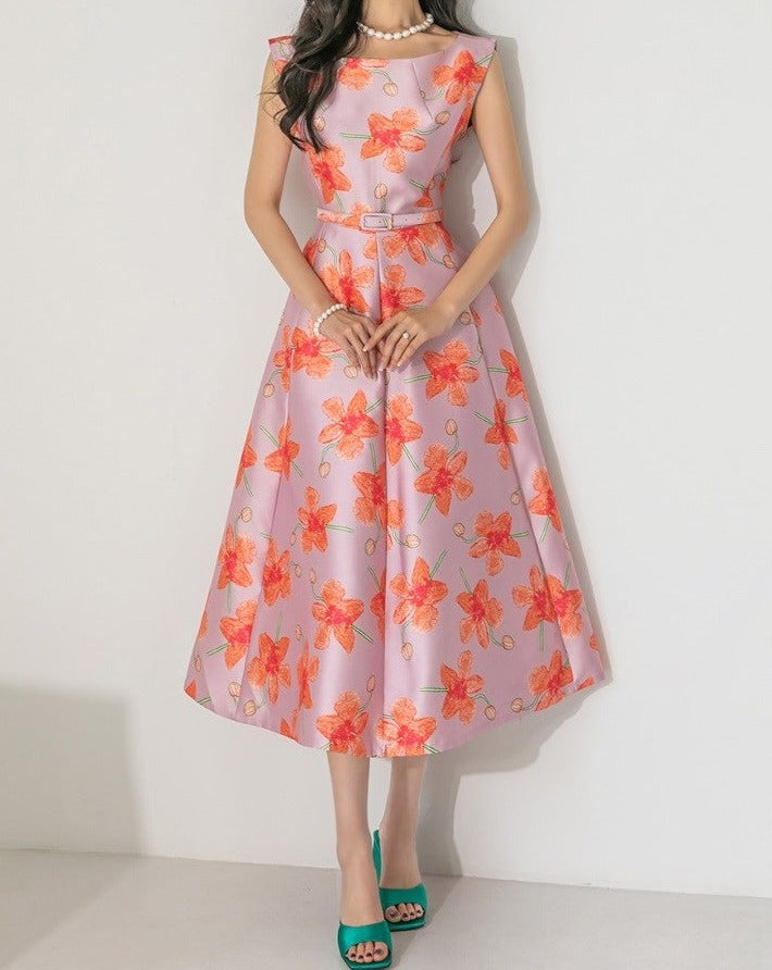 Floral Long Slim Casual Elegant Dress