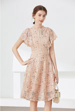 High quality multi color vintage designer flared elegant lace dress