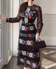 High Quality Long Sleeve Embroidery Elegant Lace Dresses