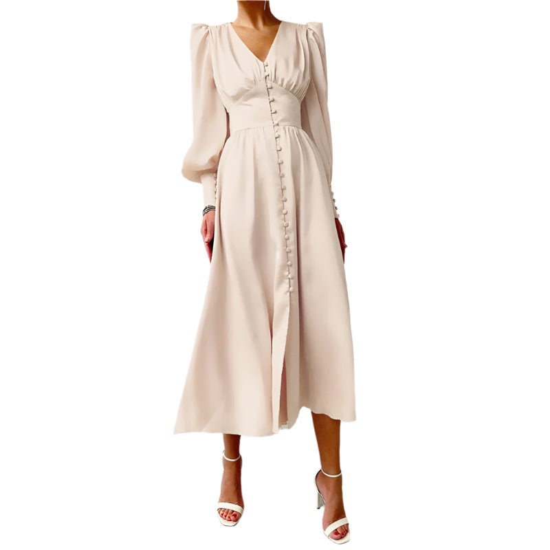 High Quality Deep V Neck Long Sleeve Dress