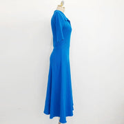 High quality long stretch knit blue dress