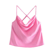 Elegant solid color strapless satin blouse