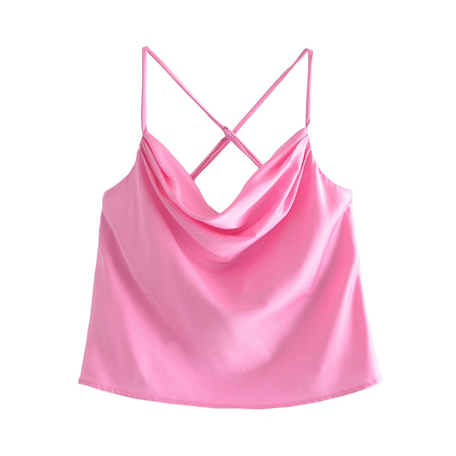 Elegant solid color strapless satin blouse