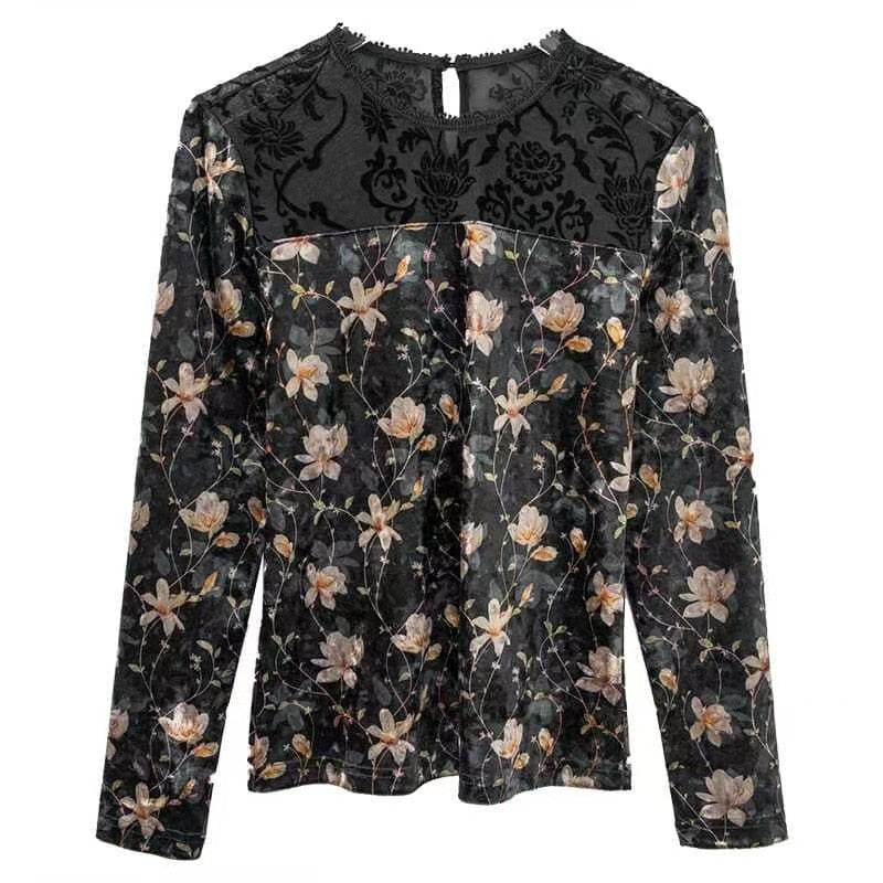 high quality floral print long sleeve shirt