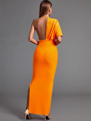 Orange Bandage Maxi Elegant Sexy Bodycon Dress