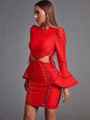 Sexy Long Bell Sleeve Bodycon Bandage Dress