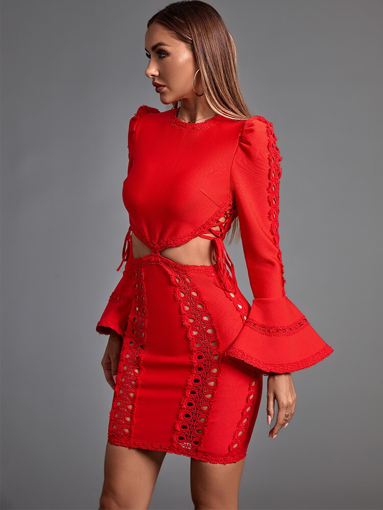 Sexy Long Bell Sleeve Bodycon Bandage Dress