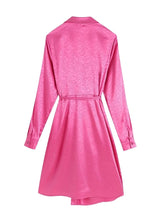Casual Long Sleeve Satin Dress in Pink
