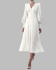 High Quality Deep V Neck Long Sleeve Dress