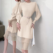 High Quality Various Colors O Neck Long Sleeve Elegant Dress