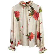 High Quality Long Sleeves High Neck Silk Shirt