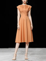 High Quality Round Neck Sleeveless Vintage Shirt Dress